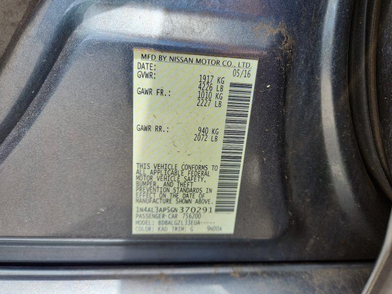 65761056 :رقم المزاد ، 1N4AL3AP5GN370291 vin ، 2016 Nissan Altima مزاد بيع