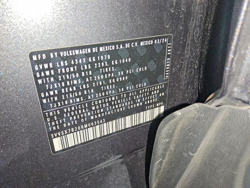Aukcja sprzedaży 2024 Volkswagen Taos, vin: 3VVSX7B20RM063543, numer aukcji: 65447586