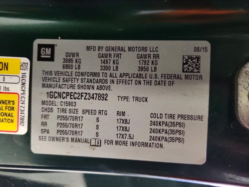 Продажа на аукционе авто 2015 Chevrolet Silverado, vin: 1GCNCPEC2FZ347892, номер лота: 65292356