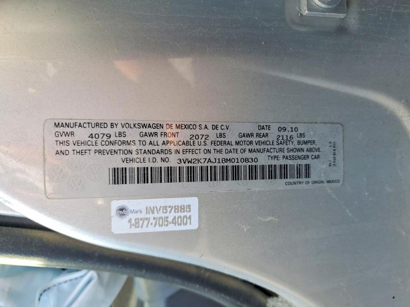 Aukcja sprzedaży 2011 Volkswagen Jetta, vin: 3VW2K7AJ1BM010830, numer aukcji: 64443306