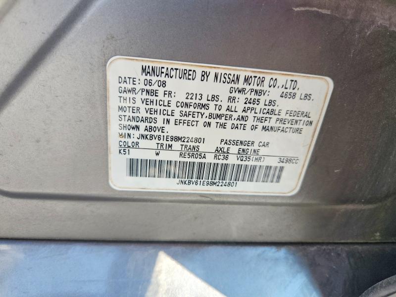 Aukcja sprzedaży 2008 Infiniti G35, vin: JNKBV61E98M224801, numer aukcji: 64307336
