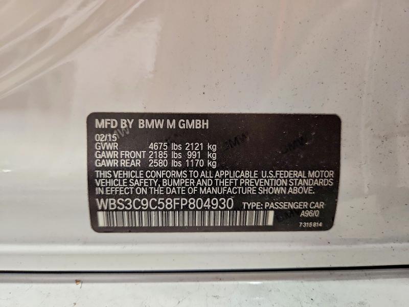 Aukcja sprzedaży 2015 Bmw M3, vin: WBS3C9C58FP804930, numer aukcji: 66227286