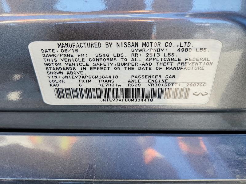 2016 Infiniti Q50 მანქანა იყიდება აუქციონზე, vin: JN1EV7AP6GM304418, აუქციონის ნომერი: 64500296