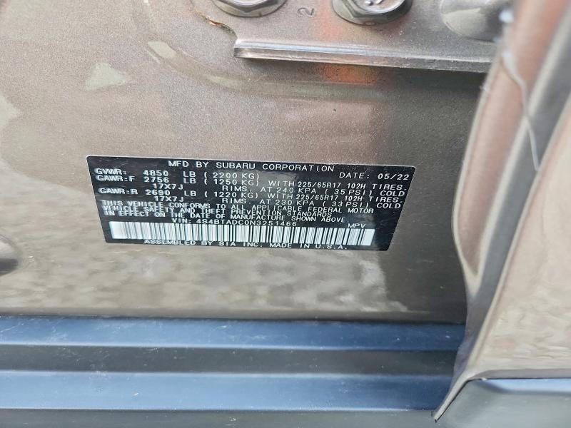 Aukcja sprzedaży 2022 Subaru Outback, vin: 4S4BTADC0N3251466, numer aukcji: 64698756