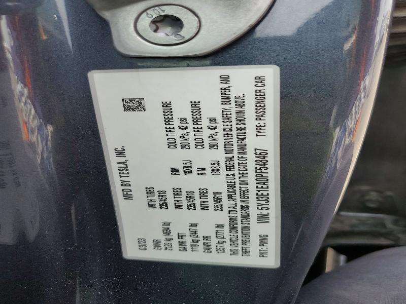 2023 Tesla Model 3 მანქანა იყიდება აუქციონზე, vin: 5YJ3E1EA0PF548467, აუქციონის ნომერი: 64270796