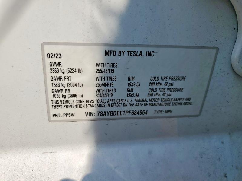 Aukcja sprzedaży 2023 Tesla Model Y, vin: 7SAYGDEE1PF684954, numer aukcji: 64461116
