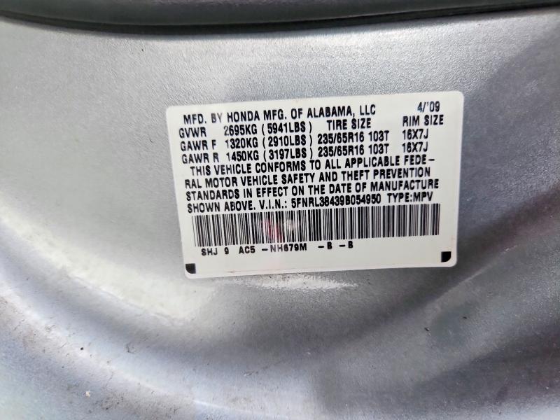 Продаж на аукціоні авто 2009 Honda Odyssey, vin: 5FNRL38439B054950, номер лоту: 63330336