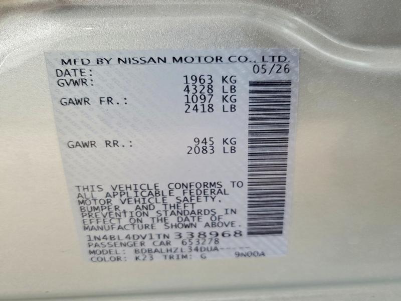 Продаж на аукціоні авто 2026 Nissan Altima, vin: 1N4BL4DV1TN338968, номер лоту: 64658366
