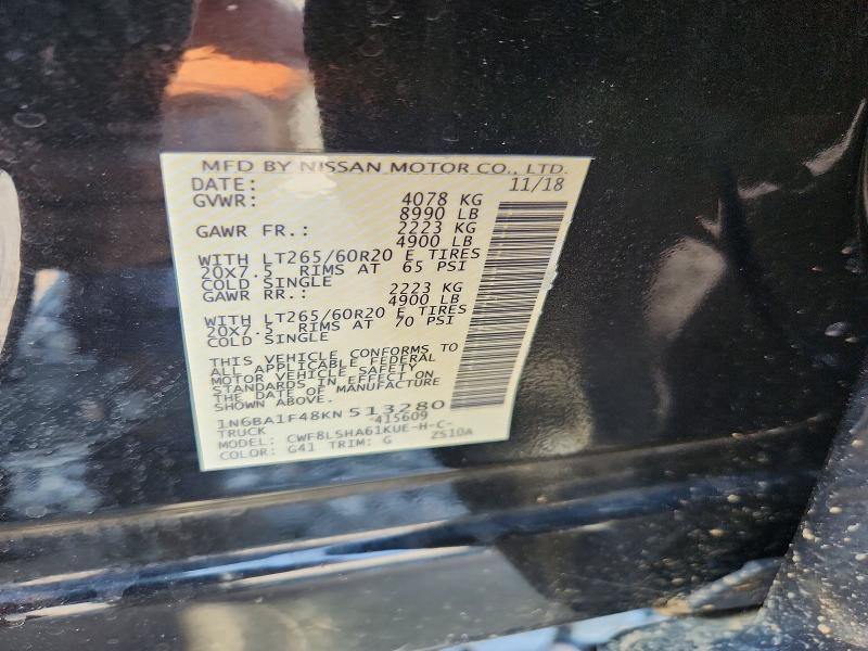 2019 Nissan Titan Xd მანქანა იყიდება აუქციონზე, vin: 1N6BA1F48KN513280, აუქციონის ნომერი: 65925856