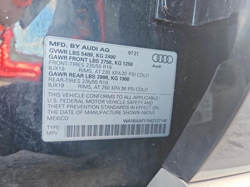 Aukcja sprzedaży 2021 Audi Q5, vin: WA1BAAFY1M2137140, numer aukcji: 66634846