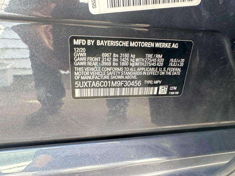 Aukcja sprzedaży 2021 Bmw X5, vin: 5UXTA6C01M9F30456, numer aukcji: 63704476