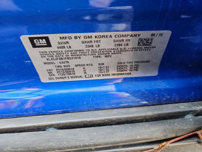 Aukcja sprzedaży 2015 Buick Encore, vin: KL4CJFSB1FB241018, numer aukcji: 67235386