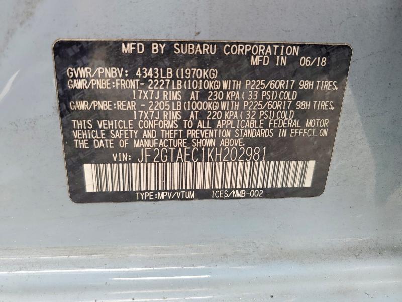 Продажа на аукционе авто 2019 Subaru Crosstrek, vin: JF2GTAEC1KH202981, номер лота: 66918366