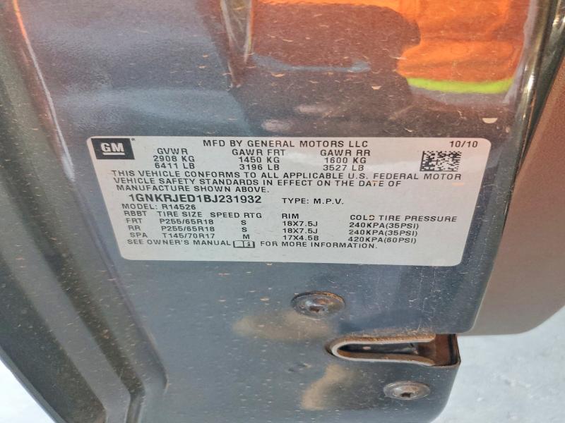 Aukcja sprzedaży 2011 Chevrolet Traverse, vin: 1GNKRJED1BJ231932, numer aukcji: 65054526