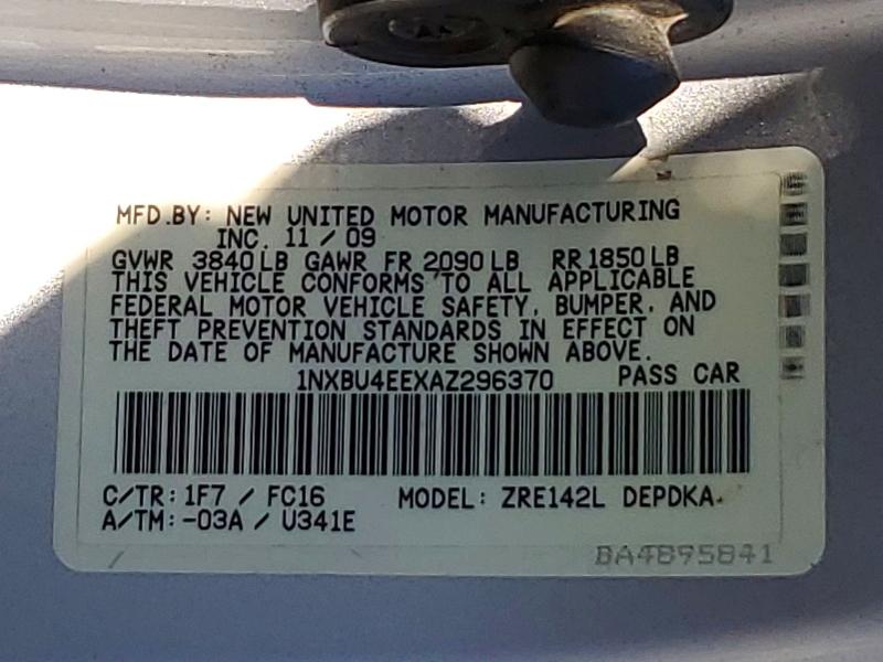 Aukcja sprzedaży 2010 Toyota Corolla, vin: 1NXBU4EEXAZ296370, numer aukcji: 63265696