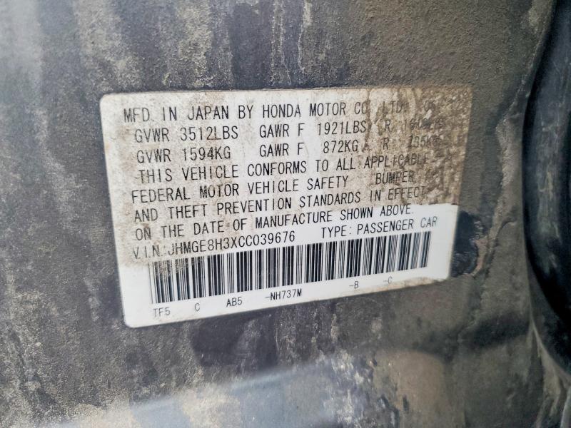 64167286 :رقم المزاد ، JHMGE8H3XCC039676 vin ، 2012 Honda Fit مزاد بيع