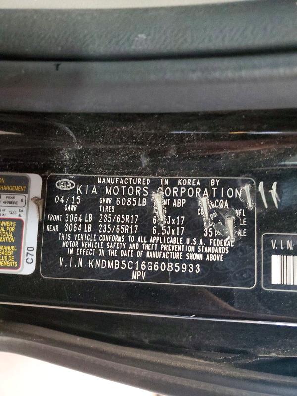 Aukcja sprzedaży 2016 Kia Sedona, vin: KNDMB5C16G6085933, numer aukcji: 64038476