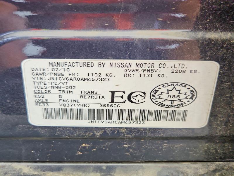66307946 :رقم المزاد ، JN1CV6AR0AM457323 vin ، 2010 Infiniti G37 Sedan مزاد بيع
