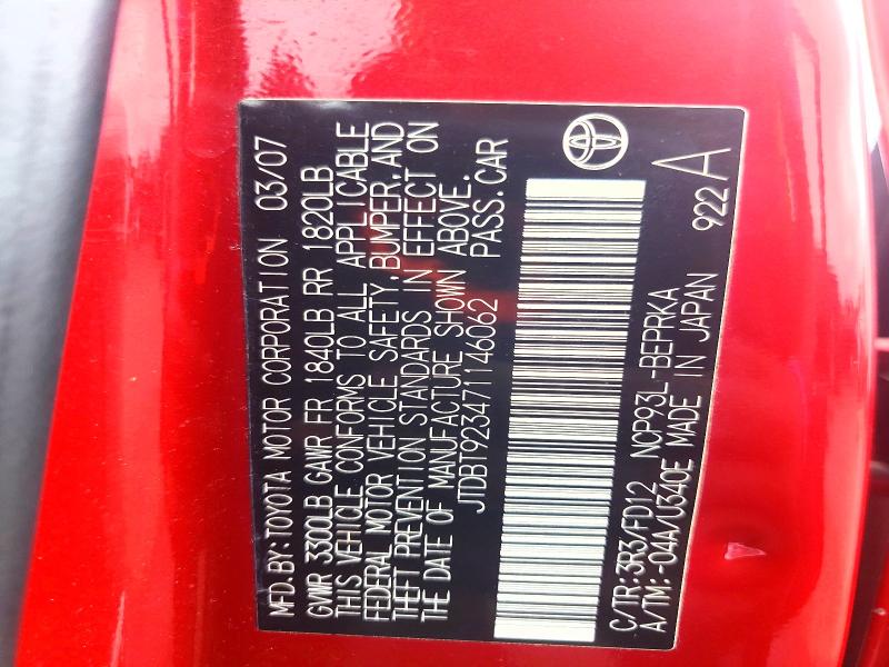 2007 Toyota Yaris მანქანა იყიდება აუქციონზე, vin: JTDBT923471146062, აუქციონის ნომერი: 64818496