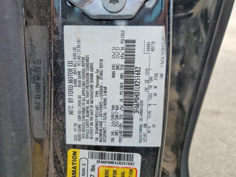 2020 Ford Fusion მანქანა იყიდება აუქციონზე, vin: 3FA6P0HD1LR251682, აუქციონის ნომერი: 66822396