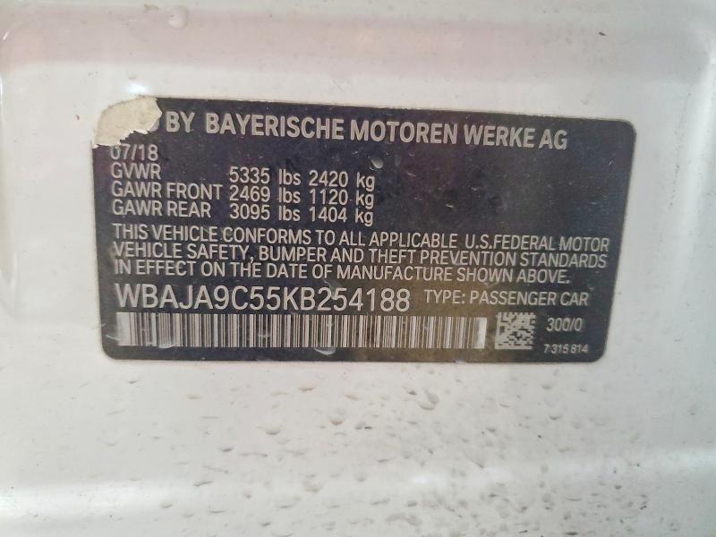 Aukcja sprzedaży 2019 Bmw 530e, vin: WBAJA9C55KB254188, numer aukcji: 66380636
