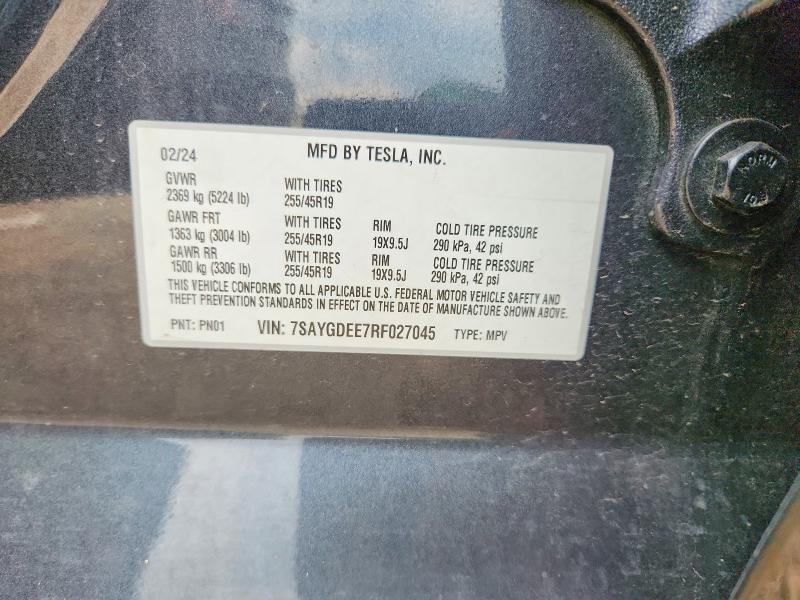 Продажа на аукционе авто 2024 Tesla Model Y, vin: 7SAYGDEE7RF027045, номер лота: 63803186