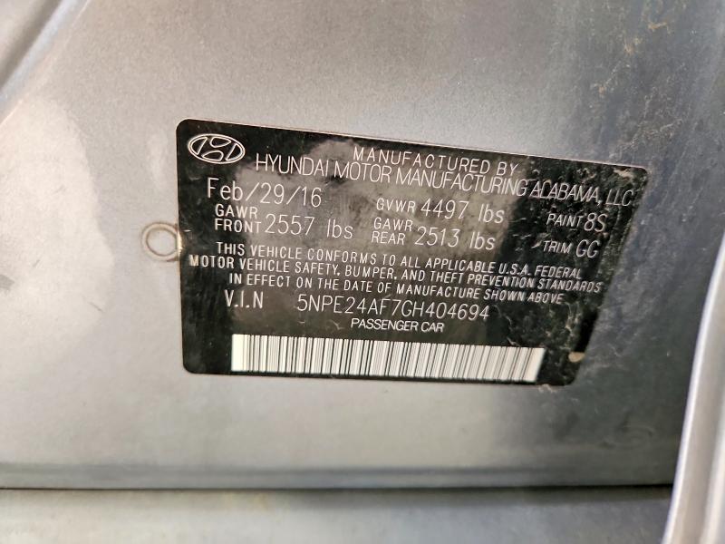 2016 Hyundai Sonata მანქანა იყიდება აუქციონზე, vin: 5NPE24AF7GH404694, აუქციონის ნომერი: 66005546