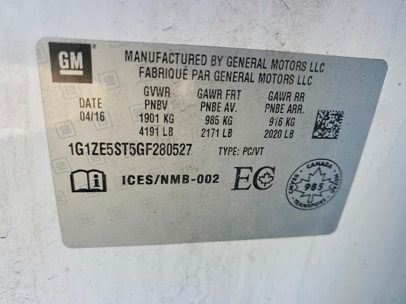 Aukcja sprzedaży 2016 Chevrolet Malibu, vin: 1G1ZE5ST5GF280527, numer aukcji: 67008556