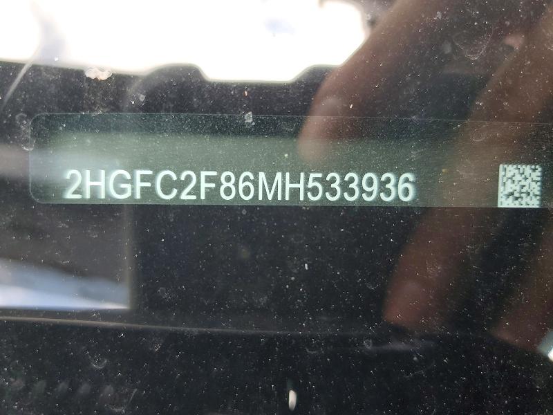 Продажа на аукционе авто 2021 Honda Civic, vin: 2HGFC2F86MH533936, номер лота: 65156596