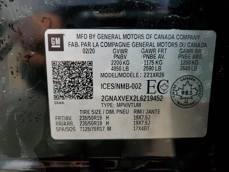 Продажа на аукционе авто 2020 Chevrolet Equinox, vin: 2GNAXVEX2L6219452, номер лота: 66642286