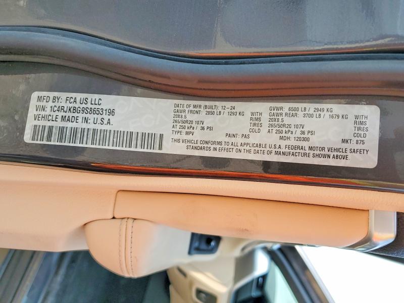 64513956 :رقم المزاد ، 1C4RJKBG9S8653196 vin ، 2025 Jeep Grand Cherokee مزاد بيع