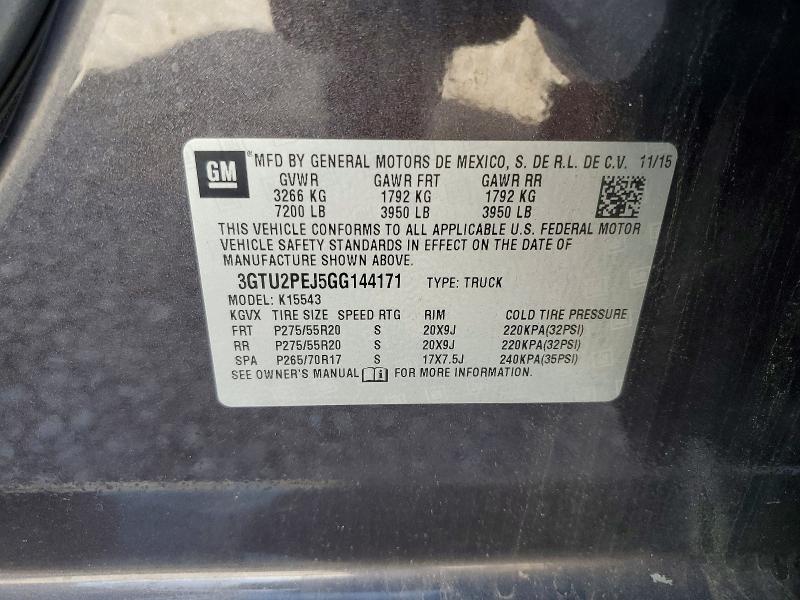 Продаж на аукціоні авто 2016 Gmc Sierra, vin: 3GTU2PEJ5GG144171, номер лоту: 64482816