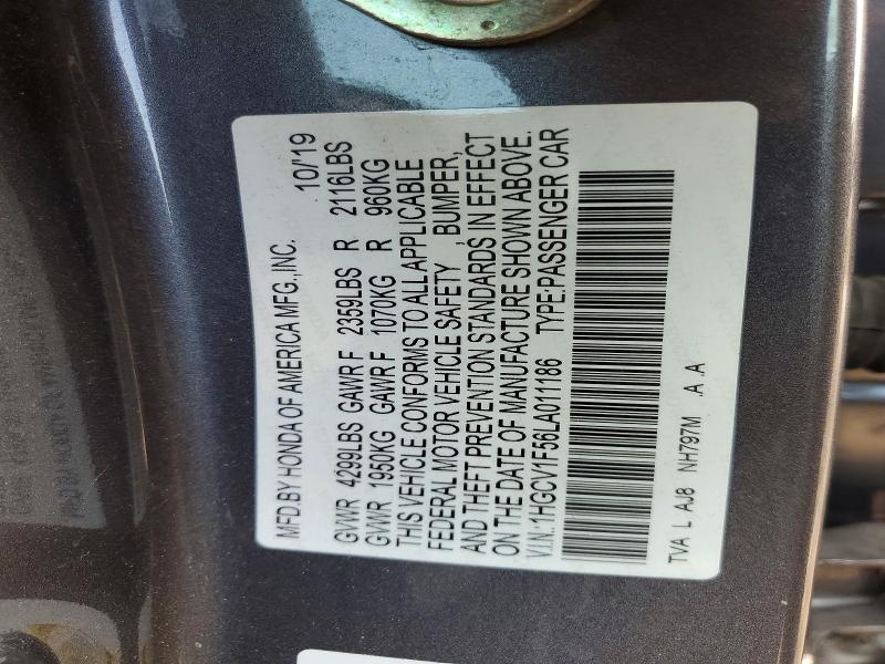 Продаж на аукціоні авто 2020 Honda Accord, vin: 1HGCV1F56LA011186, номер лоту: 64856336