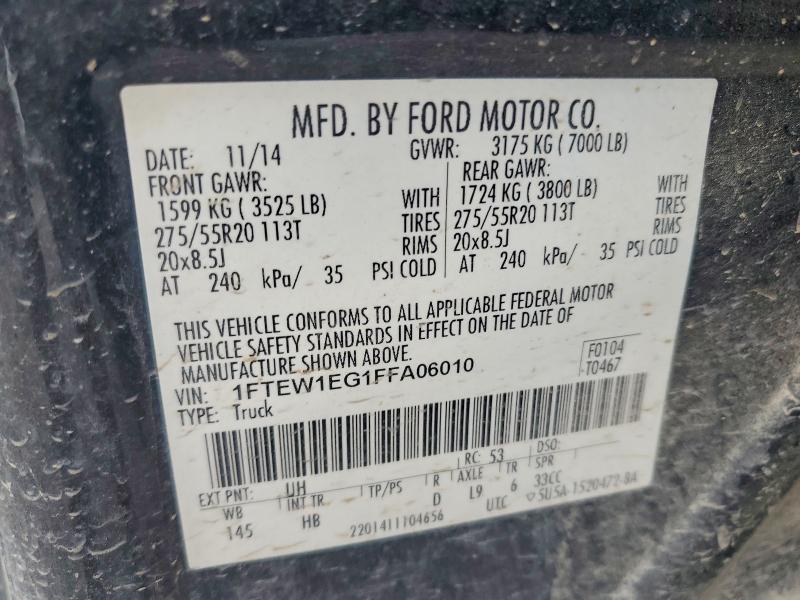 Продаж на аукціоні авто 2015 Ford F150, vin: 1FTEW1EG1FFA06010, номер лоту: 65148306