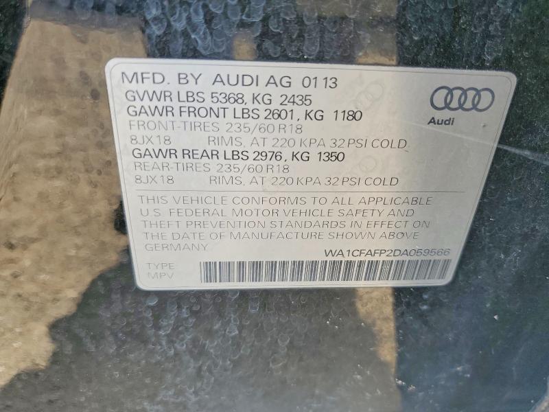 2013 Audi Q5 მანქანა იყიდება აუქციონზე, vin: WA1CFAFP2DA059566, აუქციონის ნომერი: 66897596