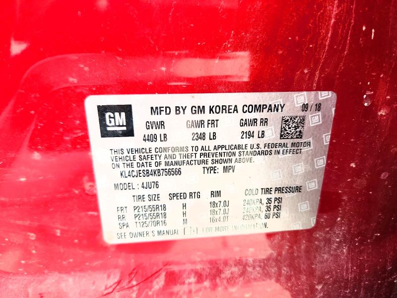 Aukcja sprzedaży 2019 Buick Encore, vin: KL4CJESB4KB756566, numer aukcji: 64459086