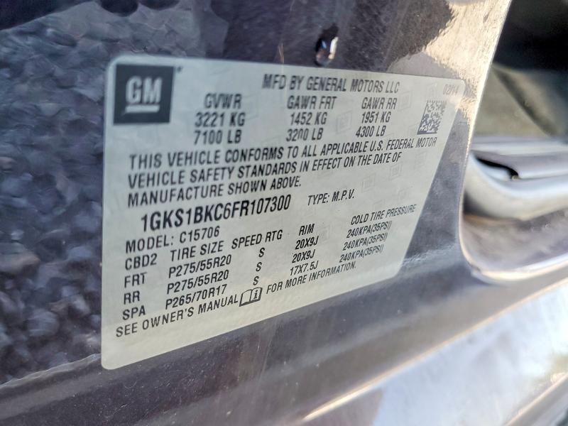 2015 Gmc Yukon მანქანა იყიდება აუქციონზე, vin: 1GKS1BKC6FR107300, აუქციონის ნომერი: 63998486