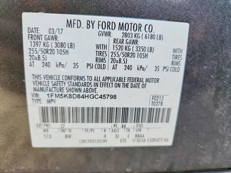 Продажа на аукционе авто 2017 Ford Explorer, vin: 1FM5K8D84HGC45798, номер лота: 65580666