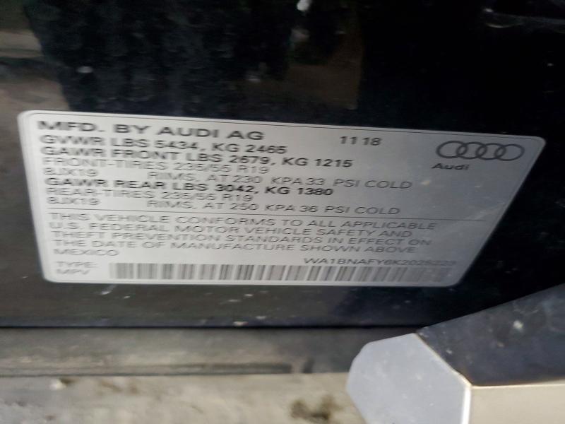 63422696 :رقم المزاد ، WA1BNAFY6K2028223 vin ، 2019 Audi Q5 مزاد بيع
