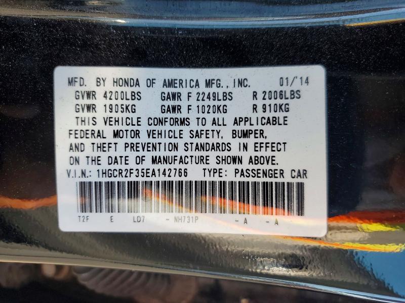 Продажа на аукционе авто 2014 Honda Accord, vin: 1HGCR2F35EA142766, номер лота: 66257946
