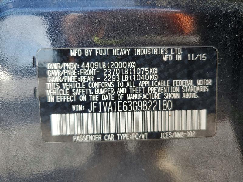 Aukcja sprzedaży 2016 Subaru Wrx, vin: JF1VA1E63G9822180, numer aukcji: 64319576