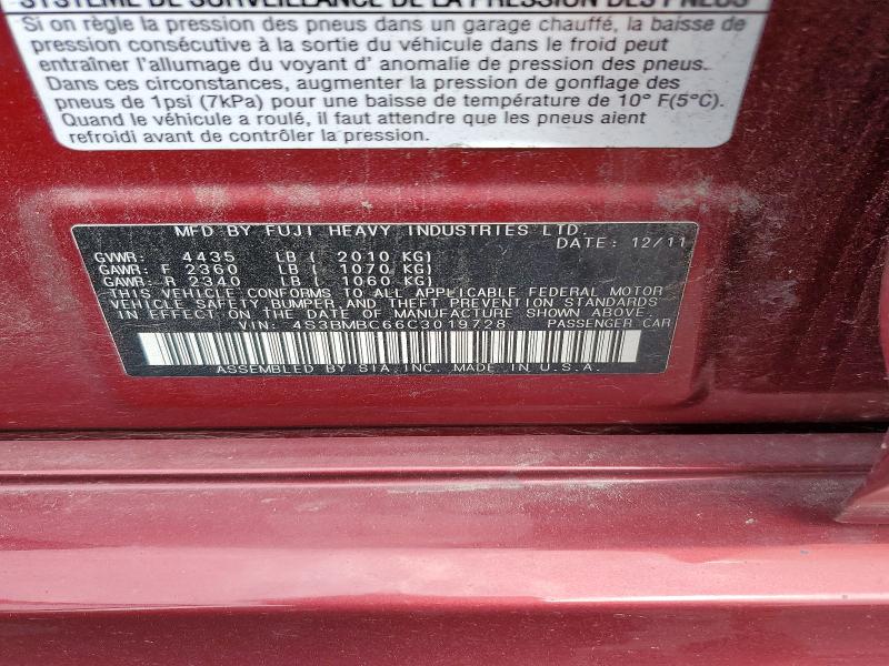 Aukcja sprzedaży 2012 Subaru Legacy, vin: 4S3BMBC66C3019728, numer aukcji: 66407446