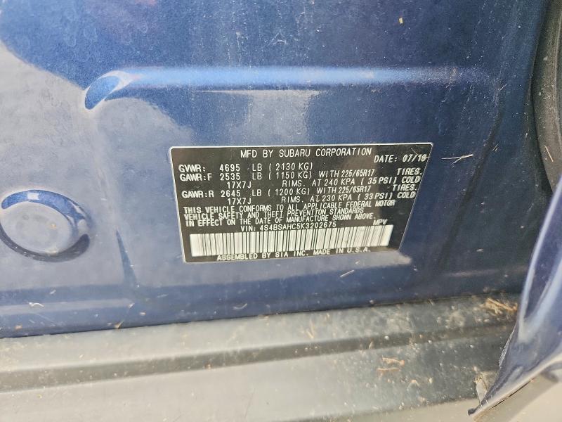 66203446 :رقم المزاد ، 4S4BSAHC5K3202675 vin ، 2019 Subaru Outback مزاد بيع