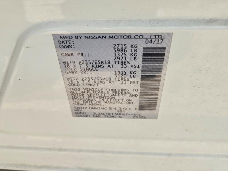 2017 Infiniti Qx60 მანქანა იყიდება აუქციონზე, vin: 5N1DL0MN1HC543913, აუქციონის ნომერი: 63784106