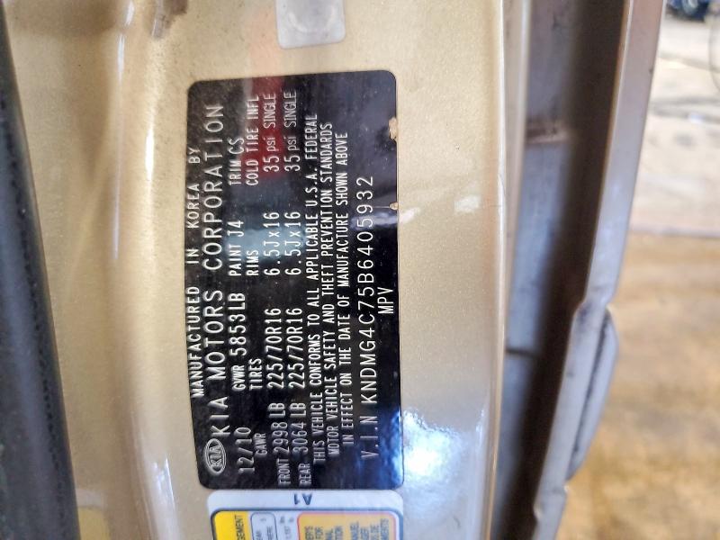Aukcja sprzedaży 2011 Kia Sedona, vin: KNDMG4C75B6405932, numer aukcji: 66393766