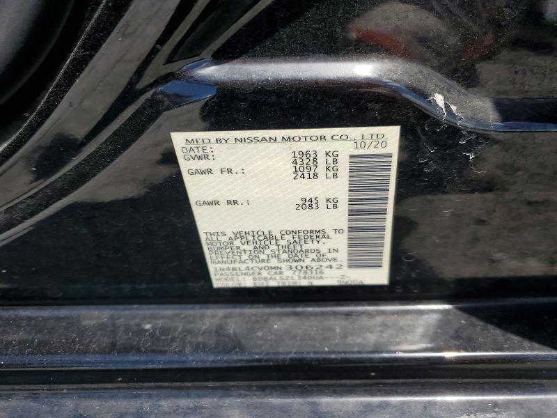 2021 Nissan Altima მანქანა იყიდება აუქციონზე, vin: 1N4BL4CV0MN306242, აუქციონის ნომერი: 64634056