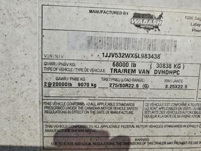Auction sale of the 2006 Wabash Wabash National Corporation, vin: 1JJV532WX6L983438, lot number: 64729946