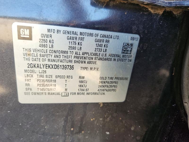 66745636 :رقم المزاد ، 2GKALYEKXD6139736 vin ، 2013 Gmc Terrain مزاد بيع