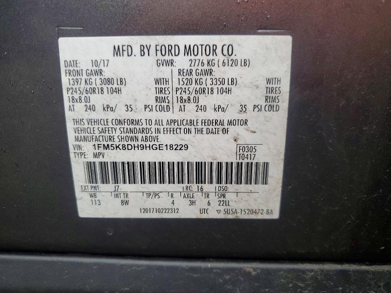 Aukcja sprzedaży 2017 Ford Explorer, vin: 1FM5K8DH9HGE18229, numer aukcji: 65621446