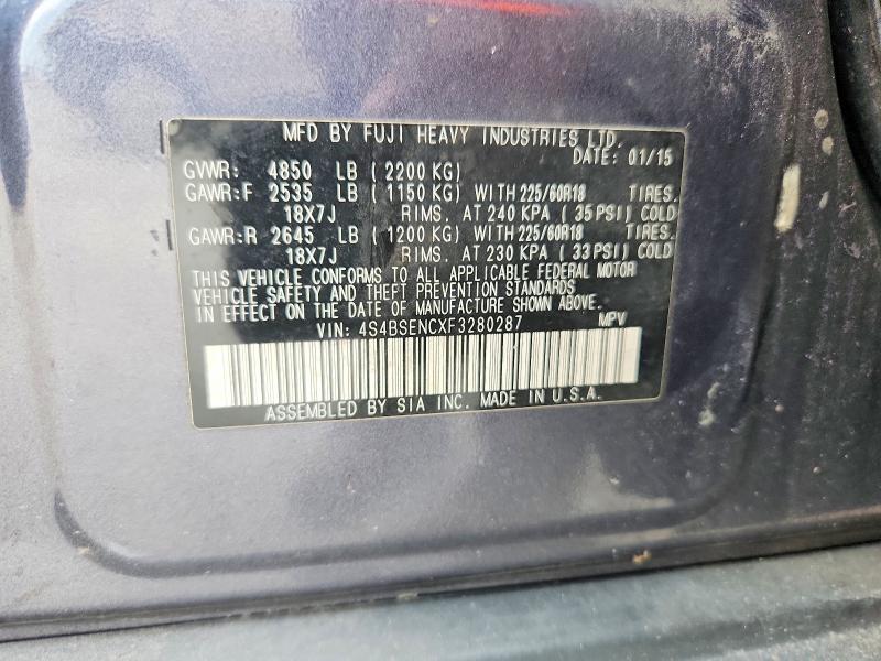 64012786 :رقم المزاد ، 4S4BSENCXF3280287 vin ، 2015 Subaru Outback مزاد بيع